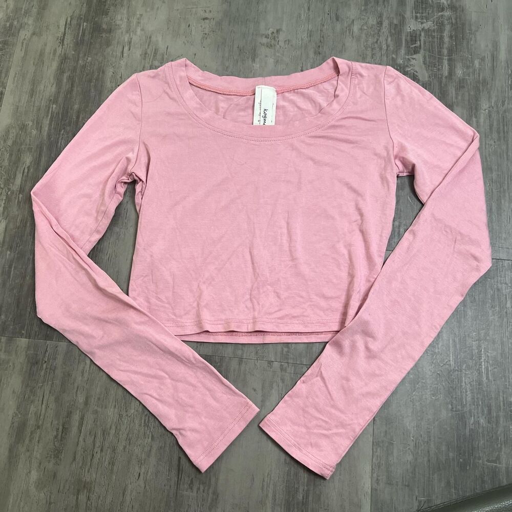 Cropped Long Sleeve TShirt Pink Size Small